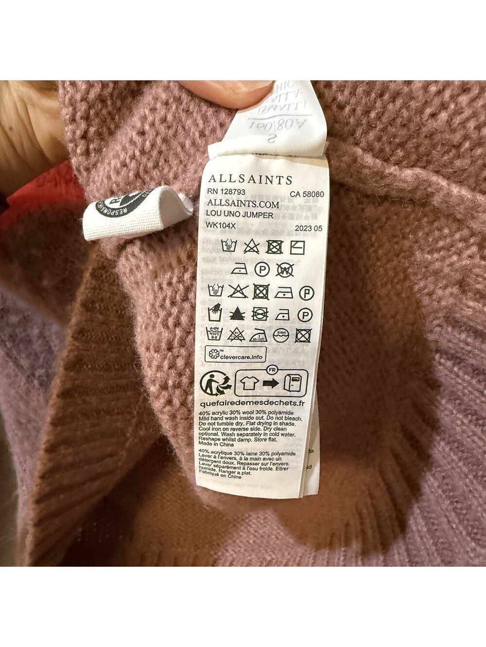 AllSaints Women’s Lou Uno Sweater Size Small Italian Yarn Wool Blend - Picture 9 of 9
